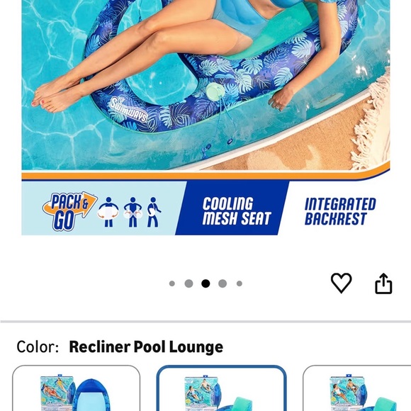 Blue Spring Float Recliner with Canopy - Picture 2 of 2